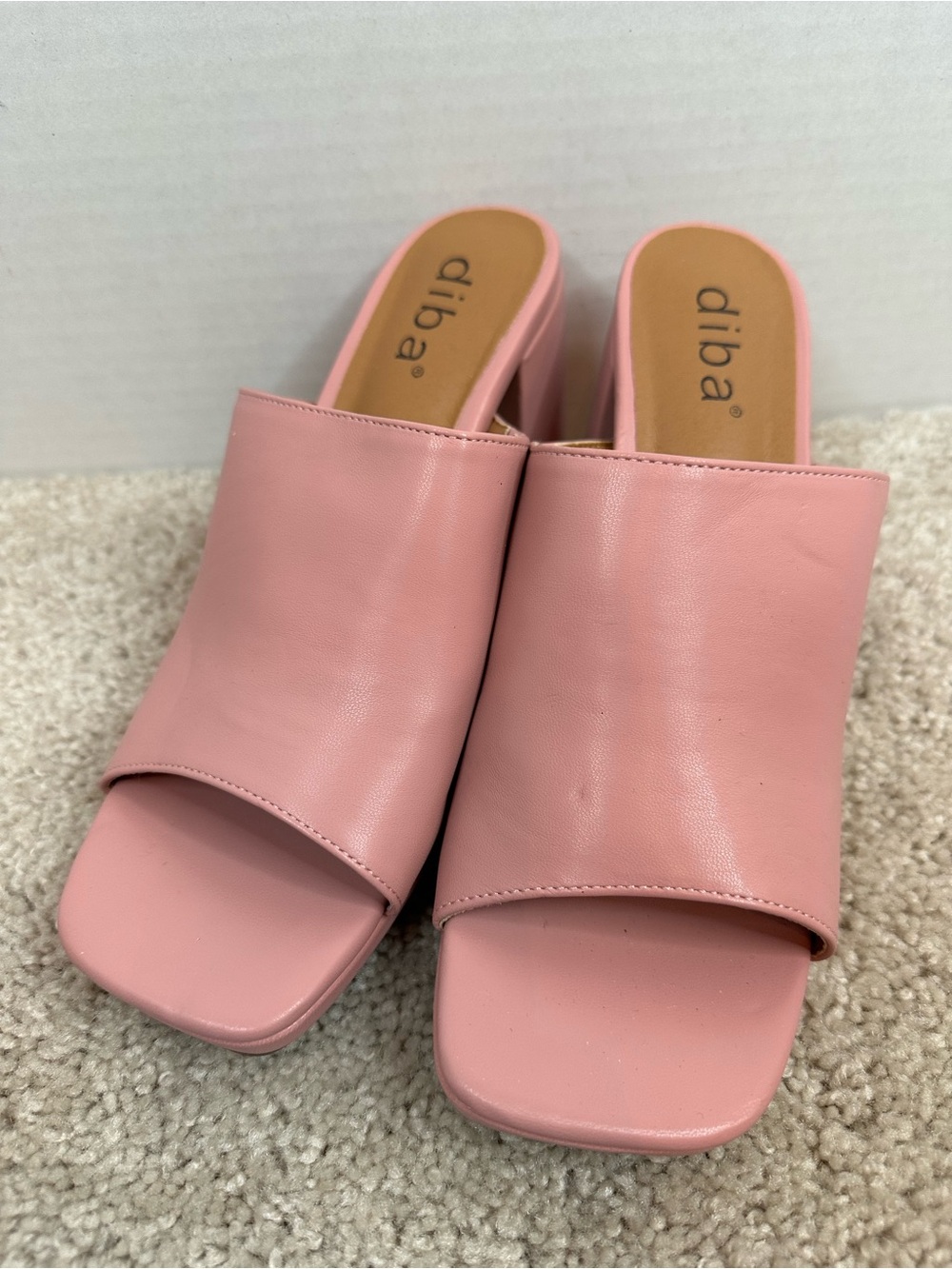 Diba Pink Open-Toe Slide Mules, size 8